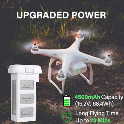 Phantom 3 Battery 2 Pack, 4500mAh 15.2V Upgraded Intelligent Flight Battery for DJI Phantom 3 Standard/3 Pro/3 Advanced/3 4K/3 SE Drone - size: 2 Pack