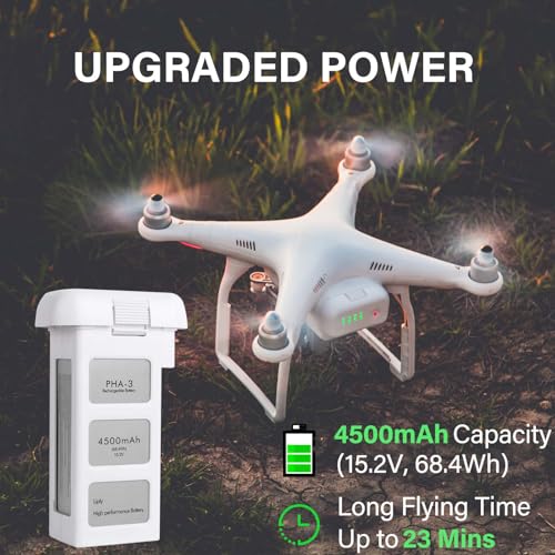Phantom 3 Battery, 4500mAh 15.2V Upgraded Intelligent Flight Battery for DJI Phantom 3 Standard/3 Pro/3 Advanced/3 4K/3 SE Drone - size: 1 Pack