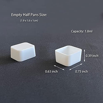 FCLUB Empty Watercolor Half Pans, White, 1.8ML - color: White, size: 0.8" x 0.8" x 0.4"