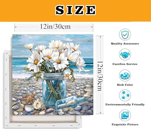VIGEGU Beach Flowers Paint by Numbers Kit for Adults with Frame - color: Paint by Number -20