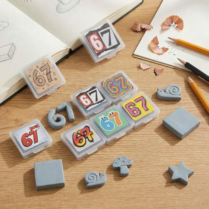 67 Theme Kneaded Erasers (8 Count), Moldable Putty Erasers in Individual Plastic Cases for Pencil, Charcoal & Graphite Drawing (Style 2) - style: Style 2