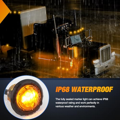 Nilight 3/4" Round Marker Light 10PCS Amber LED Clearance 2 Connectors - color: 10pcs 2Pin Amber