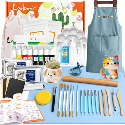 41PCS Pottery Kit for Beginners, 4.4LBS Air Dry Clay for Adults, Guide Book