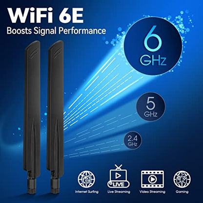 Eightwood Tri-Band WiFi 6E Antenna with RP-SMA Male Connector (2-Pack)