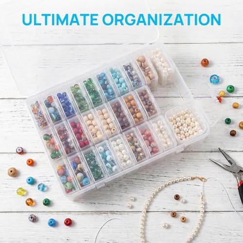 Huacan 30 Grid Diamond Painting Storage Containers, Transparent Bead Organizer Stackable Plastic Storage Boxes for DIY Crafts, Jewelry, Fuse Beads Accessories