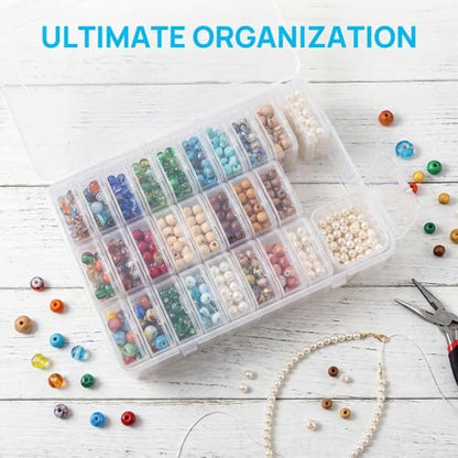 Huacan 30 Grid Diamond Painting Storage Containers, Transparent Bead Organizer Stackable Plastic Storage Boxes for DIY Crafts, Jewelry, Fuse Beads Accessories