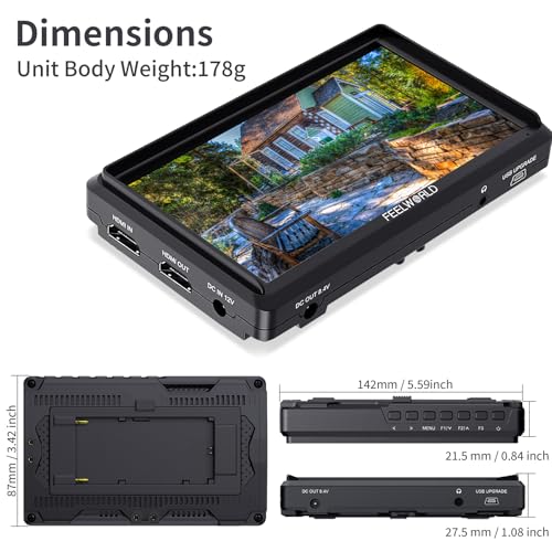 FEELWORLD S55 V3 6" DSLR Camera Field Monitor Bundle with Battery & Case