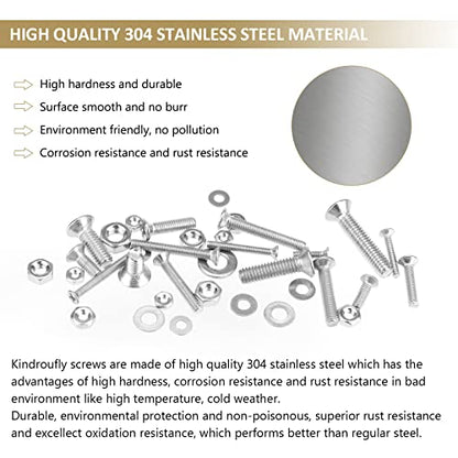 1285 Pieces M2 M2.5 M3 M4 Phillips Countersunk Head Machine Screws Nuts Washers Assortment Kit, 304 Stainless Steel, Fully Machine Thread - size: M2 M2.5 M3 M4, style: Phillips Countersunk Head