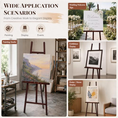 Conda Heavy Duty A-Frame Wood Easel, Adjustable Wooden 90" Stand for Sign - color: PineWood