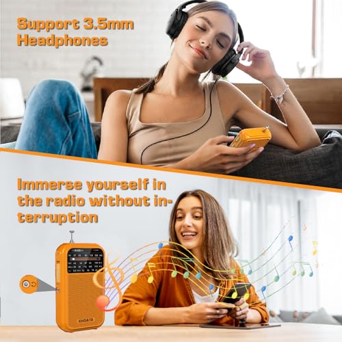 XHDATA D220 Portable Radio AM FM SW Shortwave Receiver Pocket Radio - color: Orange