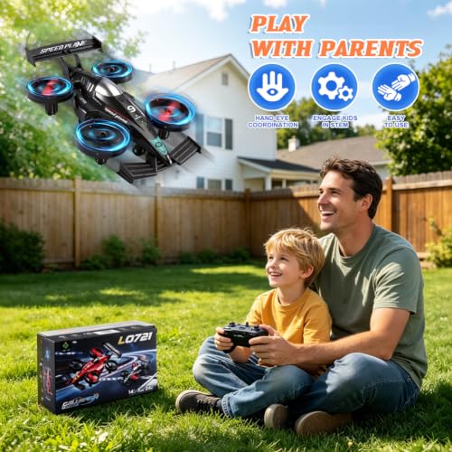 RC Flying Drift Car & Stunt Drone Remote Control Airplane Car Toys for Kids - color: Black