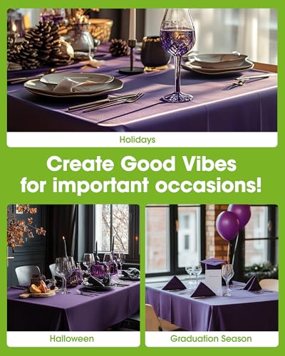 Pureegg Plastic Table Cloth Disposable 6 Pack, 54 x 108 Inch, Purple - color: Purple, size: 54" X 108" Rectangle