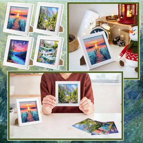 Geyoga 4pcs Scenery Diamond Painting Kits with Frame for Adults 7 x 7 Inch - style: Scenery