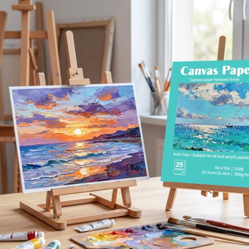 25 Sheets Canvas Paper Pad 8x10 Inches, 200GSM Canvas Sheets for Painting - color: 8”x10”
