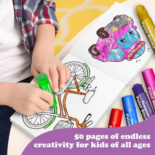 EXTRIC Tempera Paint Sticks for Kids 24 Twist Crayons Washable bonus Book