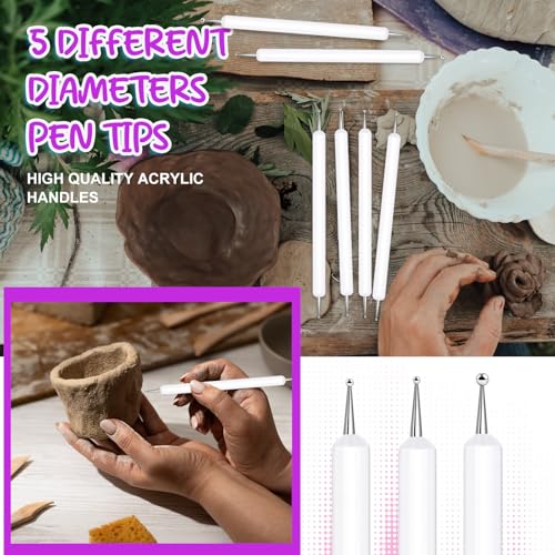 Ashmacdo 20 Pcs Dotting Tools for Painting,Ball Embossing Tool Tracing Stylus for Transfer Paper Drawing Nail Art - color: White