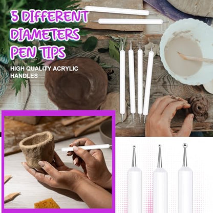 Ashmacdo 20 Pcs Dotting Tools for Painting,Ball Embossing Tool Tracing Stylus for Transfer Paper Drawing Nail Art - color: White