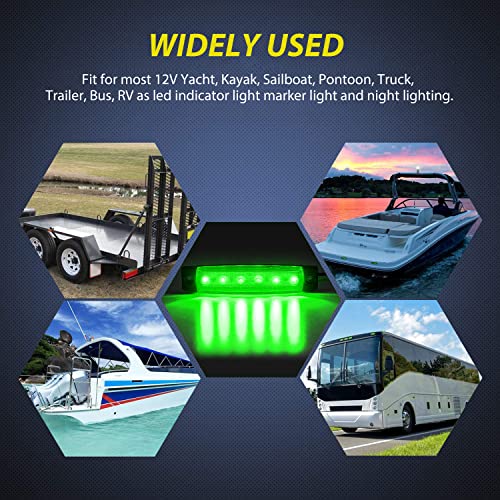 Nilight Side Marker Light 10PCS 3.8" Red Green 6LED Indicator Lights - color: 3.8" Red Green 10Pcs