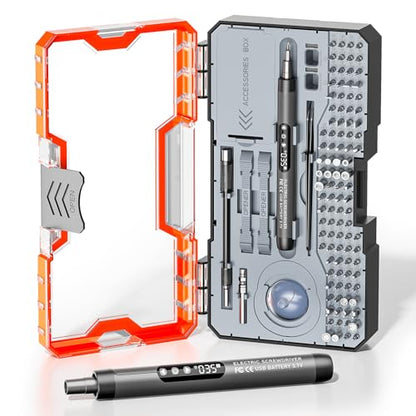 ANVANNA 120-IN-1 Mini Electric Screwdriver Set is a comprehensive electric precision tool kit designed for electronics repair and assembly tasks - style: Max Grey