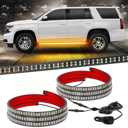 XRIDONSEN 2PCS 60 inch Running Board Strobe Lights Amber Warning Lights - color: Amber