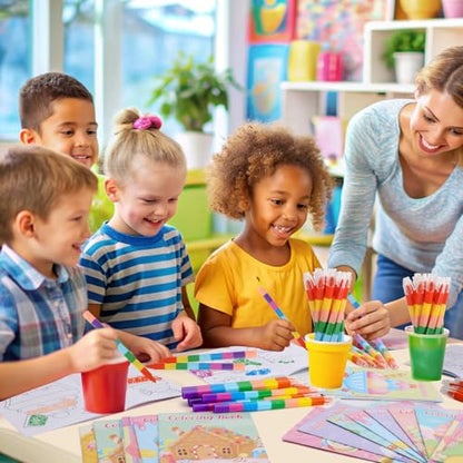 BenLouis 24 Sweet Mini Coloring Books with 24 Crayons for Kids Bulk - style: Candyland