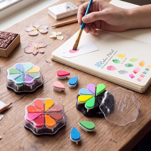 Jetec 6 Pack Petal Stamp Ink Pads for DIY Stamping, Bright 48 Colors - color: Bright 48 Colors