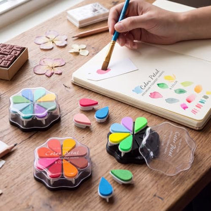 Jetec 6 Pack Petal Stamp Ink Pads for DIY Stamping, Bright 48 Colors - color: Bright 48 Colors