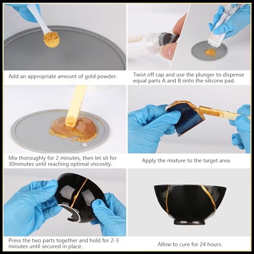 iienjoy Kintsugi Repair Kit, 4 Colors Food Safe Kintsugi Kit for Ceramics