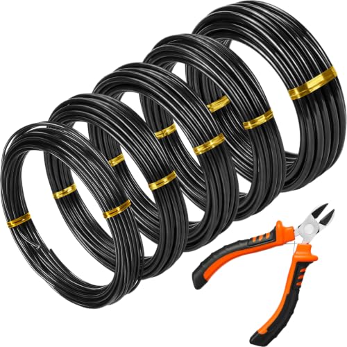 Mudder 5 Roll Bonsai Training Wire Aluminum 2/2.5/3/4/6mm Black - color: Black, size: 2/2.5/3/4/6mm
