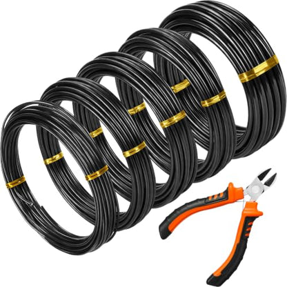 Mudder 5 Roll Bonsai Training Wire Aluminum 2/2.5/3/4/6mm Black - color: Black, size: 2/2.5/3/4/6mm
