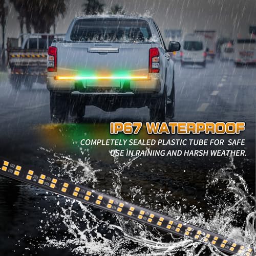 XRIDONSEN 60 inch Amber and Green Tailgate Emergency Lights Strip - color: Amber/Green