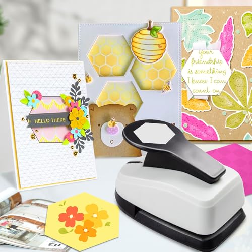 Hexagon Paper Punch, Hexagon Punch 1.97 Inch for Scrapbook DIY Arts Project - style: Hexagon