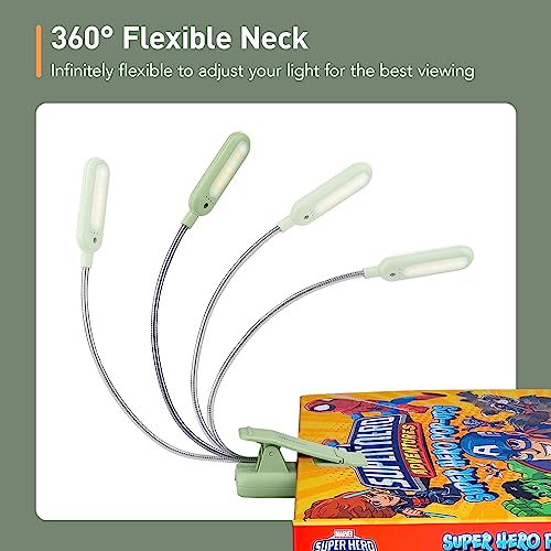 VAVOFO Rechargeable Reading Light, Clip on Book Light for Reading in Bed - color: Avocado Green