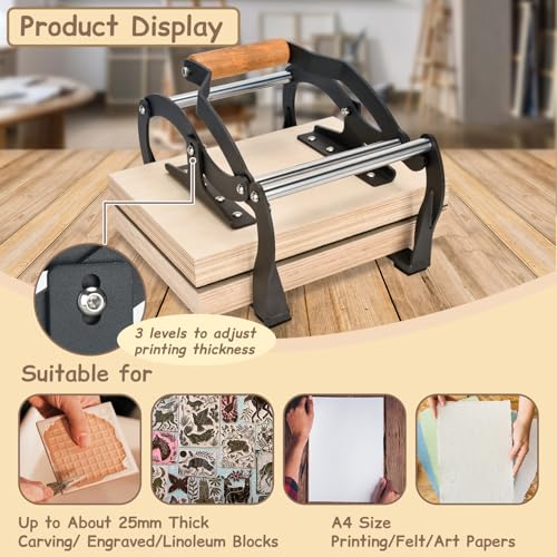 TOPOWN Linocut Printing Hand Lever Press Machine, Linocut Press Machine - color: Black