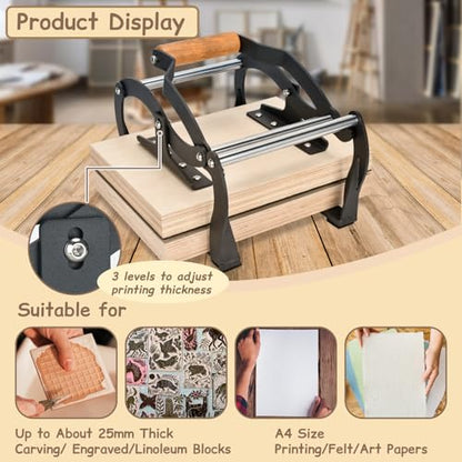 TOPOWN Linocut Printing Hand Lever Press Machine, Linocut Press Machine - color: Black
