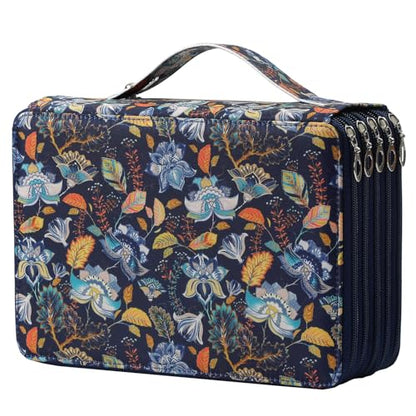 Canvas 250 Slots Pencil Case 5-Layer Zipped Holder w/Handle - color: Retro, size: 250