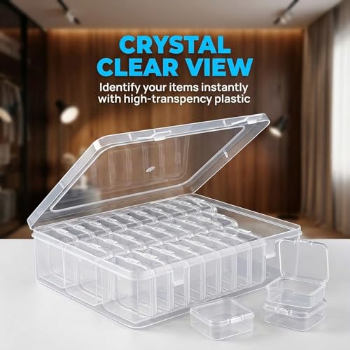 Huacan 30 Grid Diamond Painting Storage Containers, Transparent Bead Organizer Stackable Plastic Storage Boxes for DIY Crafts, Jewelry, Fuse Beads Accessories