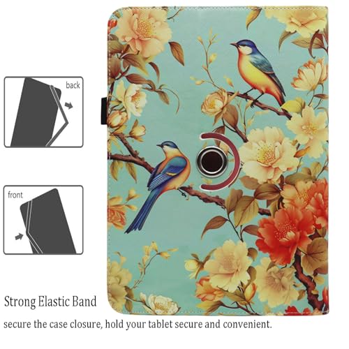 Universal 10 10.1 11 Inch Android 16 15 Tablet Case Cover - color: 03 Birds Flower