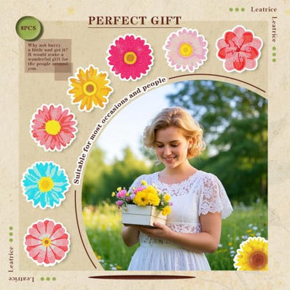 Leatrice 8 PCS Diamond Art Coasters Small Diamond Painting Kits for Adults - color: AA Flowers a