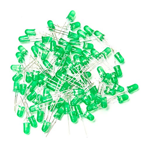 CHANZON 100 pcs 5mm Green Diffused LED Diode Lights(DC 2V 20mA) - color: H) Green-green (100pcs)