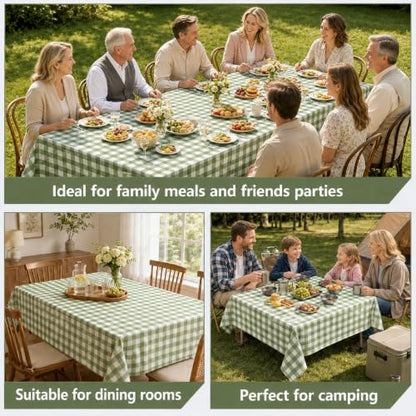 3 Pcs Sage Green Gingham Tablecloths, Checkered Table Covers 54 x 108 Inch - color: Sage Green