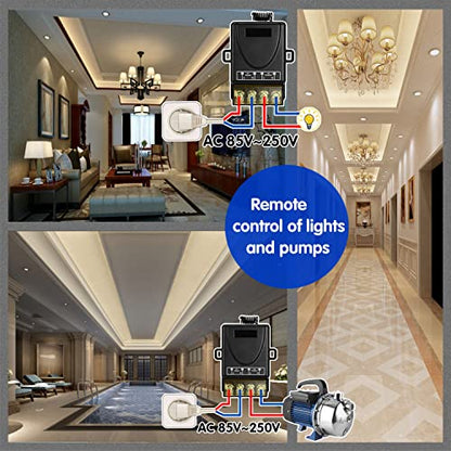 DieseRC 433Mhz Wireless Remote Control Switch AC 110V 120V 240V 220V 30A Relay Receiver with 2 Transmitters for Light Water Pump Household Appliances Farm Irrigation and Electrical Equipment - color: with 2 Transmitters