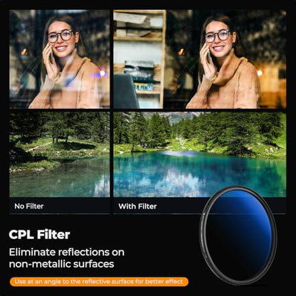 K&F Concept 46mm Circular Polarizer Lens Filter Ultra-Slim Optical Glass - size: 46mm