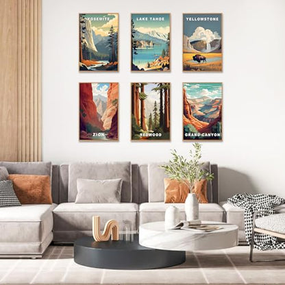 6 Pack Paint by Numbers Kit for Adults, National Parks Canvas Painting Set - color: Park-2