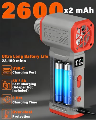 FT08 Compressed Air Duster, 1-10 Stepless Speed Adjustable - color: Gray, Blow