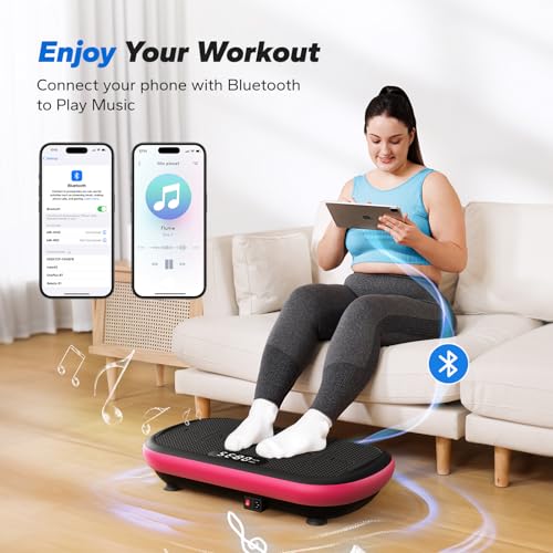 Merach CV40 Curved Vibration Plate Exercise Machine with 440lbs Capacity - color: Magenta