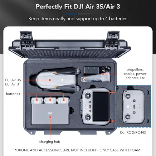 Lykus Titan MA310 Hard Case for DJI Air 3S/3 and DJI RC2/RC-N3 - color: Black