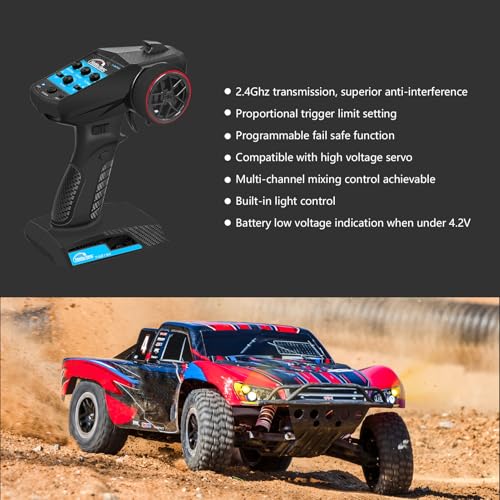 RC Remote Control 4CH 2.4G Transmitter with Receiver and Lanyard for RC Car Crawler Boat, Blue - color: Blue