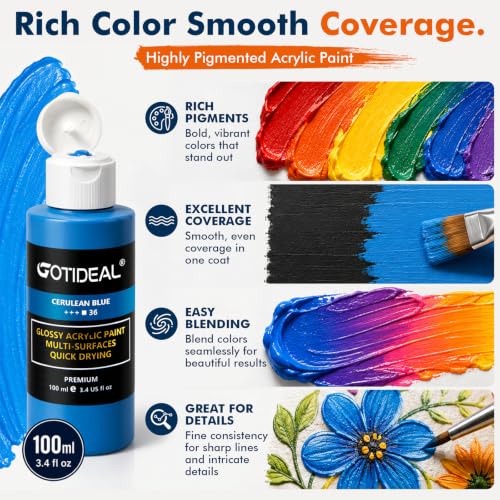 GOTIDEAL Outdoor Acrylic Paint Set, 18 Colors Waterproof Paint 3.4 oz/100ml