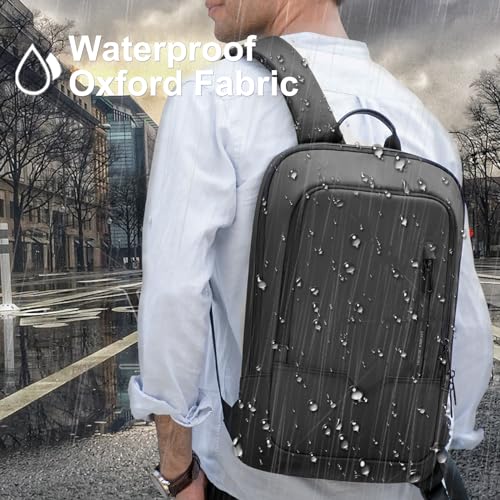 hk Backpack for Men Business Slim Laptop Bag - color: Black, size: 17.3 Inch